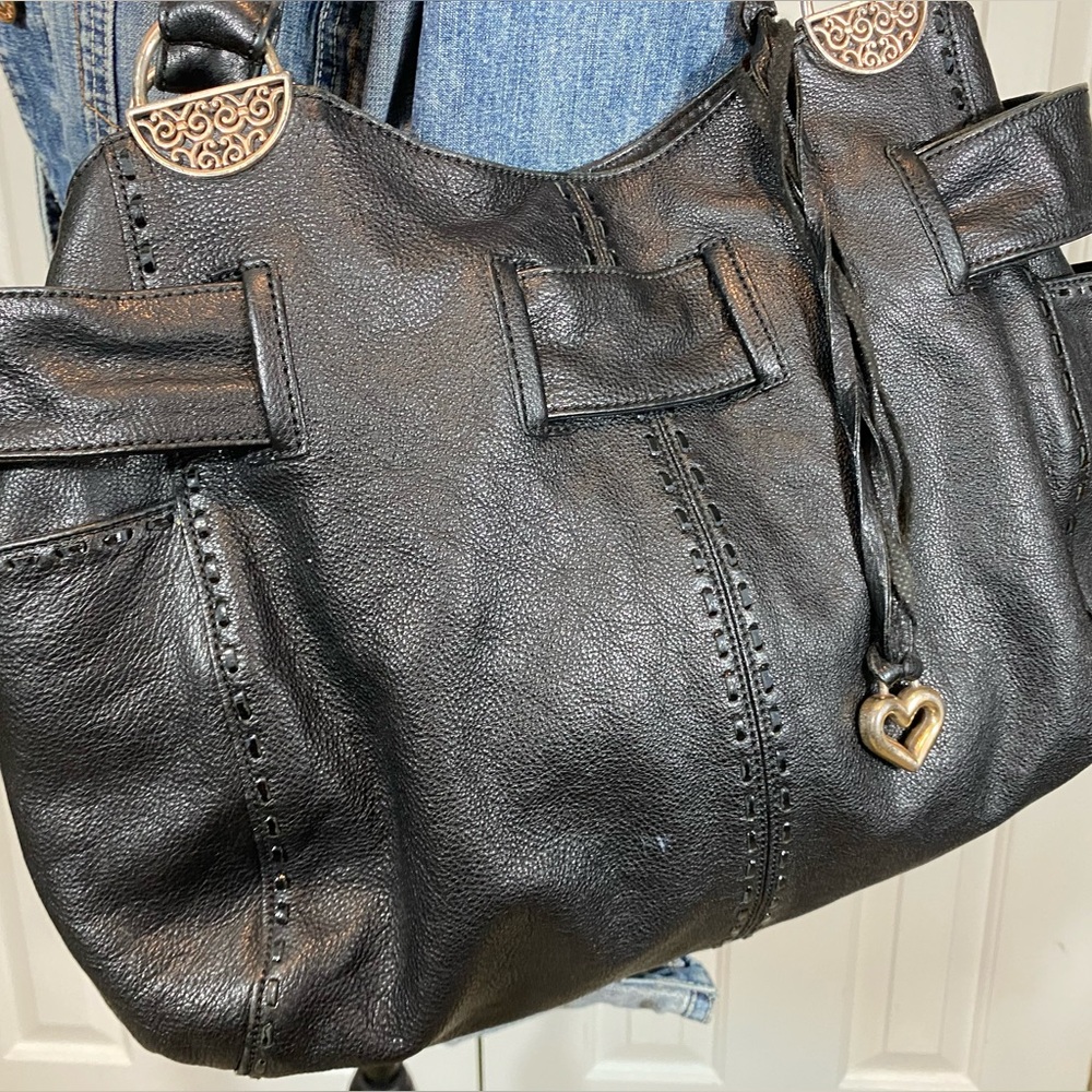 Brighton black leather bag used condition Clean in and out. Side pockets. - Picture 3 of 13